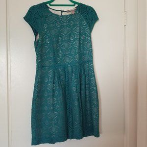 Contemporary Teal Lace Fit and Flare